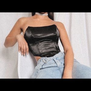 Trendy black clubbing bustier top